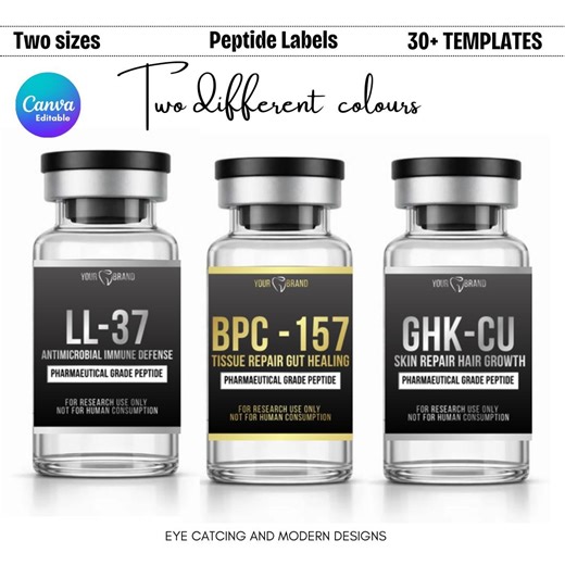 30 Peptide Labels Templates, Peptide Therapy Labels, Printable Peptide Labels Bundle, Peptide Marketing Label Canva Templates, Vial Labels - Etsy Australia