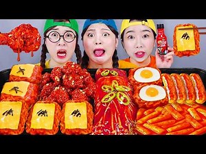 MUKBANG Buldak Mushroom Buldak Wrap Cheddar Cheese Chicken Mukbang Fried Chicken Cheese Fire Nood...