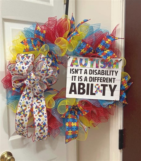Autism Awareness Wreath, Autism Puzzle Piece Door Decor, Different Ability Wreath, Special Needs Support, Autism Mom Gift, Classroom Decor - Etsy