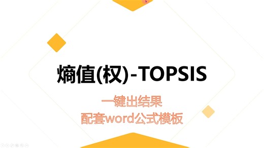 熵值TOPSIS法 熵权法一键出结果 配套word公式模板