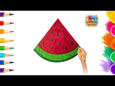 How to Draw a Watermelon Step by Step | Easy Watermelon Drawing and Coloring