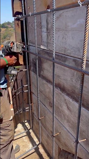 Installing Rebar For The Side Of Our Retaining Wall | See The Rebar Tie Gun In Action | #concrete 🫡