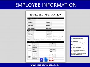 Editable Employee Information Form, New Hire Info Forms, New Hire Packet, Onboarding Paperwork, HR Templates, Human Resources Word, Docs PDF - Etsy