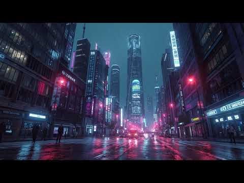 Luminescent Neon City | Futuristic Skyline Night TV Screensaver (1 Hour)