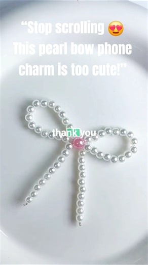 Cute Pearl Bow Phone Charm | Aesthetic Mobile Strap | Handmade Pearl Accessory #cellphonecharm #diy