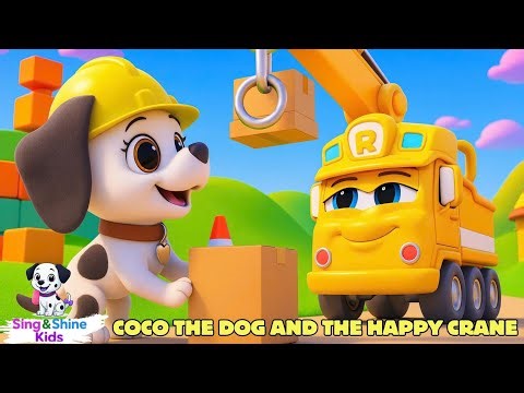 🐶🏗️Coco The Dog And The Happy Crane | Fun Kids Rescue Dance 🎶✨