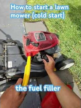 How to start a petrol lawn mower- cold start live demonstration