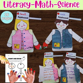 Johnny Appleseed Craft | Math & Writing Activties & Worksheets | Apple Lifecycle