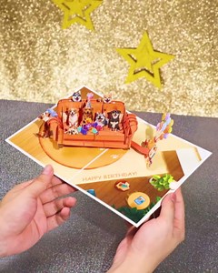 Dog Pop Up Birthday Card with Envelope - Funny Happy Birthday 3D Greeting Pop Up Card with Blank Note, Best Gifts for Women Men Adult Kids Dog Lover Mom or Dad