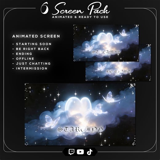 Heart Stream Screens Animated | Starting Soon BRB Ending Screens | Aesthetic Twitch Screens - Etsy