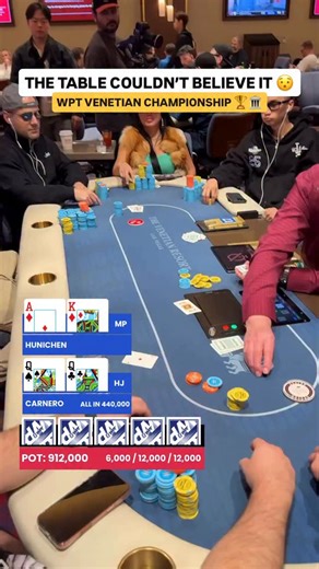 DRAMATIC RUNOUT late on Day 2 of the $5,000 WPT Venetian Las Vegas Spring Championship @venetianpokerlive 😳 #poker #casino #pokerhands | World Poker Tour (WPT)