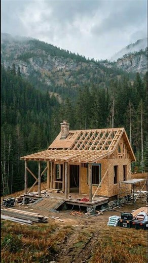 Rustic wooden cabin construction timelapse: start to finish 🛠️