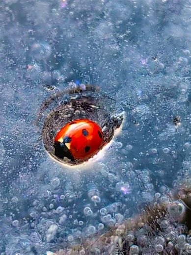 a ladybug frozen in ice #ladybug #ladybird #bug #insect #frozen