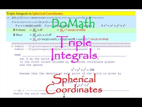 DoMath-Calculus : Multiple Integrals : Triple Integrals in Spherical Coordinates 02 No40