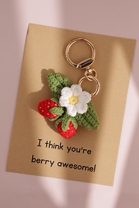 Crochet Strawberry Keychain: Handmade Amigurumi Charm With Card, Gift for Strawberry Lover, Cute Gift for Friends - Etsy