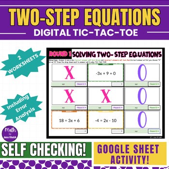 Solving Two Step Equations Error Analysis Skill Practice Review Activity Algebra