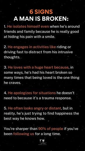 6 Signs A Man Is Broken #psychology