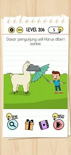 Brain test level 206 dasar pengunjung usil harus diberi sanksi