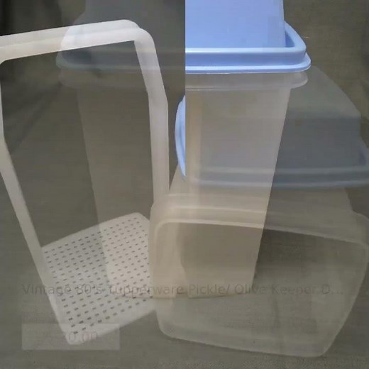 Vintage 80's Tupperware Pickle/ Olive Keeper Deli Container W/ Lifter