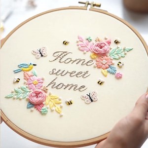 Elephant Hand Embroidery Pattern: Home Sweet Home Beginner DIY (PDF   Video Tutorial - Etsy