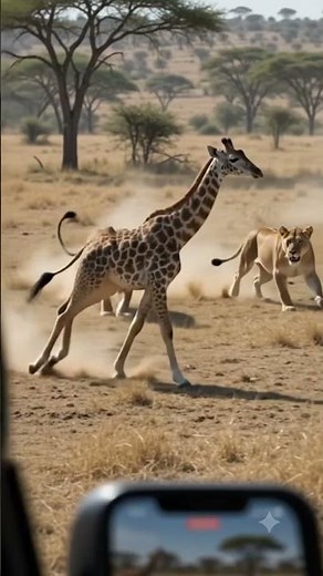 Lion Hunting Giraffe | Brutal Wildlife Predator Chase in the African Savannah #wildlife #nature
