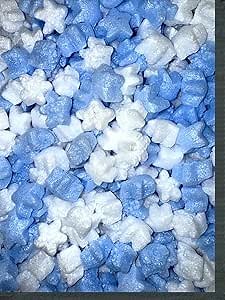 FunPak MiniPack Plant Based Biodegradable Packing Peanuts 0.60 cu ft Bag Compostable (Blue & White Stars)