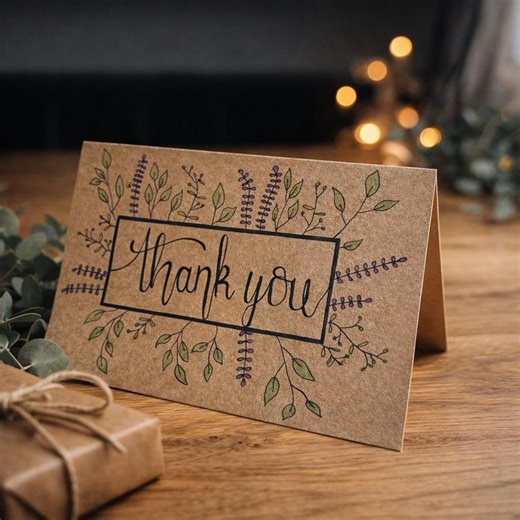 Rustic Thank You Card | "blooming Gratitude" | Design on Kraft Paper | Elegant Thank You Card - Etsy