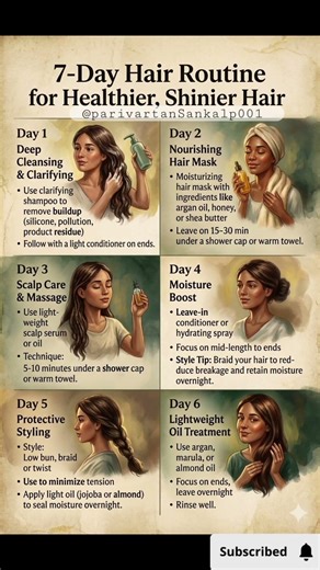 ​7-Day Hair Care Routine for Healthier & Shinier Hair! ✨#english #haircare #hair