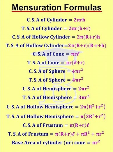 Mensuration Formulas -2