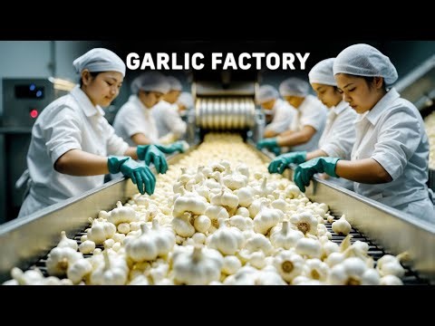 How Garlic Is Mass Harvested & Processed in a MEGA Factory! (Insane Machines at Work!)