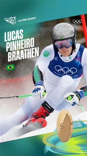 🥇 A historic moment! Lucas PINHEIRO BRAATHEN wins #Gold in the alpine skiing men’s giant slalom at #MilanoCortina2026! He delivers Team Brazil’s first-ever Winter Olympic medal, a landmark achievement 🔥 FIS Alpine World Cup Tour | Time Brasil | #MedalAlert | #Samsung | #OpenAlwaysWins | Olympics