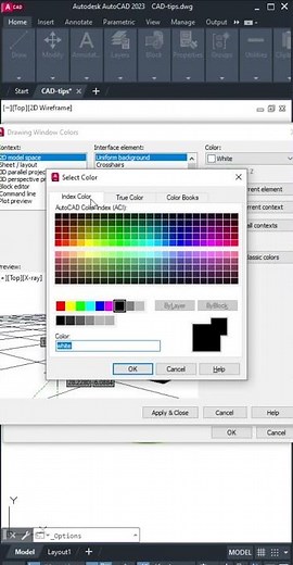 AutoCAD Tips - 24 Change Background Color #Shorts #autocad