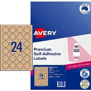 Avery 24UP Inkjet/Laser Kraft Recycled Round Labels 15 Pack