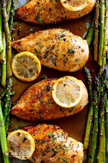 One Pan Honey Lemon Chicken and Asparagus