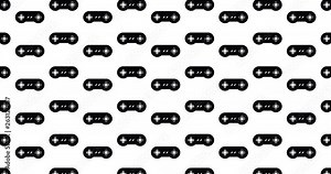 Retro video game controllers background gamer themed gaming backdrop video in a seamless repeating loop. Black & white video games icon pattern background high definition motion video clip Stock Video