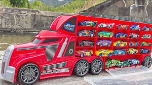 The day has come when the red truck is submerged in water. Find Disney Cars minicars by the water without losing the heat! | Kids Toy TV