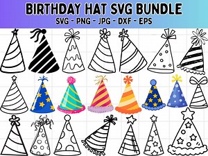 Birthday Hats SVG Bundle | Party Hat Clipart (digital) - Etsy