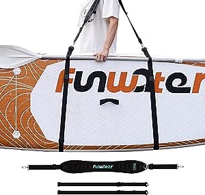 FunWater SUP Carry Strap Harness Adjustable Shoulder Support Strengthen Buckle System for Surfboard, Kayak, Canoe,Longboard, Paddle Board Accessories