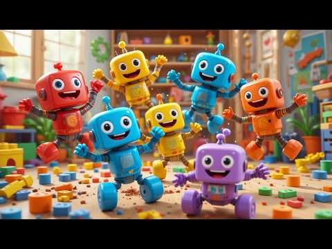 Five Little Toy Robots Spin Spin Spin | Robot Counting Song for Kids