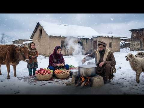 Surviving -40°C Afghan Couple’s Midnight Feast Inside a Snow-Buried Mud House