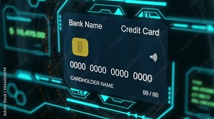 futuristic interface for checking credit card balance and transactions, concept of finance and new technologies (3d render)