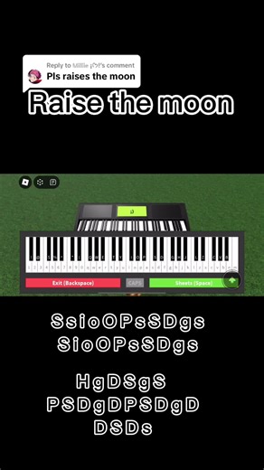 Replying to @𝕄𝕚𝕝𝕝𝕚𝕖 ¡ᡣ𐭩! #raisethemoon#robloxpiano | Roblox