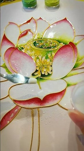 景泰蓝掐丝珐琅画（cloisonne enamel painting)荷花