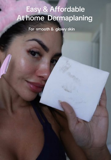 At home Dermaplaning beauty tip For smooth & glowy skin #beautytips #routine #dermaplaning #facial #icefacial