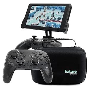 Fixture S1 Ultra Bundle Gaming Console Monitor Mount and Game Controller Compatible with Nintendo Switch, Adjustable Video Game Holder Stand Clip, Includes Carrying Case