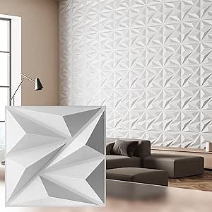 33 Pack 3D Wall Panels for Interior Wall Decor,PVC Textured Wall Panel for Home and Office Interiors, White, 12"x12", Covers 32 Sq.Ft.