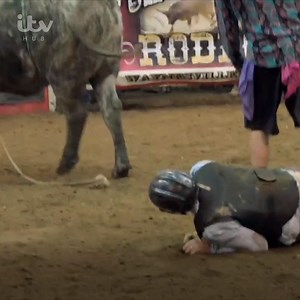 “I know the show is called Breaking Dad but I hope I haven’t actually broke you”. Watch as Bradley Walsh takes a nasty spill while bull riding. Bradley Walsh & Son: Breaking Dad. Watch now on ITV Hub. | ITV