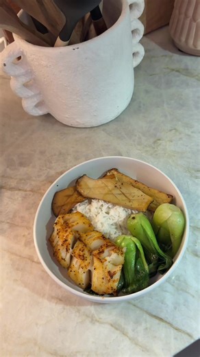Delicious Baked Cod with Rice and Sautéed Bok Choy