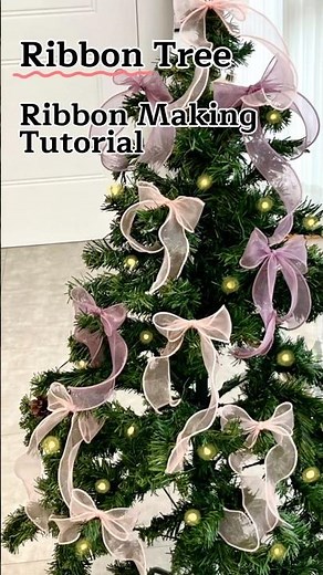[Ribbon Tree] How to make a ribbon tree with organza ribbon knots / Christmas ribbon tree making ...