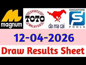 12-04-2026 Today 4D Results Magnum Toto Kuda/Damacai | 4d Result Today | Today 4d Result Live